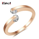Kinel Hot 585 Rose Gold Double Round Zircon Wedding Ring
