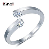 Kinel Hot 585 Rose Gold Double Round Zircon Wedding Ring