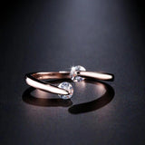 Kinel Hot 585 Rose Gold Double Round Zircon Wedding Ring