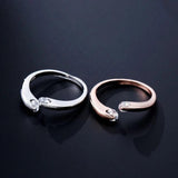 Kinel Hot 585 Rose Gold Double Round Zircon Wedding Ring