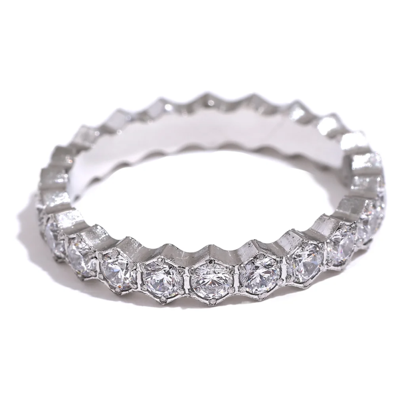 CZ Bling SS Classic Thin Ring Wedding Jewelry