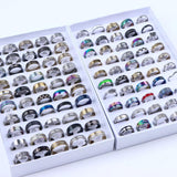 10Pcs/Lot Stripe Stainless Steel Rings Zircon Spinner Punk Spikes