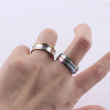 10Pcs/Lot Stripe Stainless Steel Rings Zircon Spinner Punk Spikes