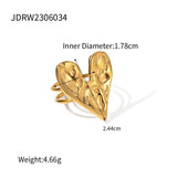 Youthway Stainless Steel Hammer Pattern Big Heart Opening Ring 18K Plated