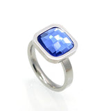 Colorful Crystal Stainless Steel Ring Size 6-9