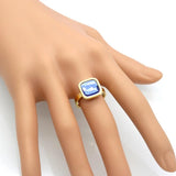 Colorful Crystal Stainless Steel Ring Size 6-9