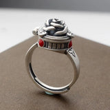 Vintage Silver Ring with Box - Rose Design