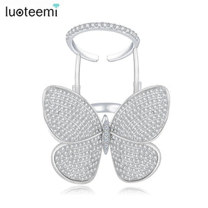 Teen Butterfly Wedding Rings, CZ Jewelry for Christmas Party