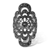 Hollow Flower Rhinestone Ring Antique Jewelry