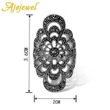 Hollow Flower Rhinestone Ring Antique Jewelry