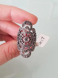 Hollow Flower Rhinestone Ring Antique Jewelry
