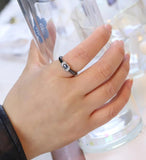 Ceramic Ring with CZ Stone Wedding Band Women Jewelry