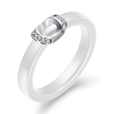 Ceramic Ring with CZ Stone Wedding Band Women Jewelry