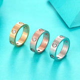 Cross CZ Crystal Rings Stainless Steel Lover Ring for Women Men