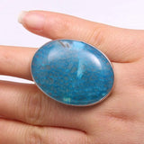 Adjustable Size Oval Natural Stone Ring - Rose Quartz Agate