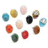 Adjustable Size Oval Natural Stone Ring - Rose Quartz Agate