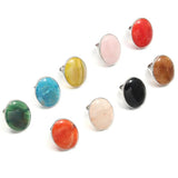 Adjustable Size Oval Natural Stone Ring - Rose Quartz Agate