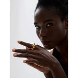 316l Stainless Steel Flower Hollow Big Statement Ring Waterproof Texture Jewelry