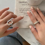 Silver Geometric Hollow Punk Ring Party Jewelry