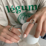 Silver Geometric Hollow Punk Ring Party Jewelry