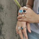 Boho Crystal Beads Wire Finger Ring