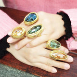 Boho Crystal Beads Wire Finger Ring