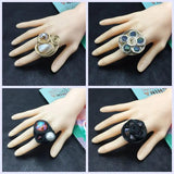 Boho Crystal Beads Wire Finger Ring