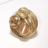 Boho Crystal Beads Wire Finger Ring