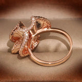 Camellia Zircon Wedding Ring Rose Crystals Bridal Jewelry