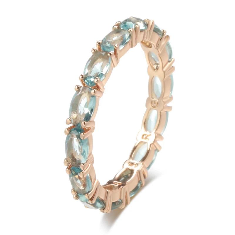 Rose Gold Zircon Ring Wedding Party Crystal Jewelry