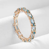 Rose Gold Zircon Ring Wedding Party Crystal Jewelry