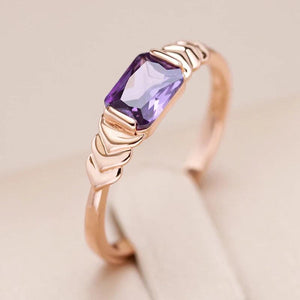 Purple Natural Zircon Square Ring 585 Rose Party Daily Jewelry