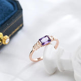 Purple Natural Zircon Square Ring 585 Rose Party Daily Jewelry
