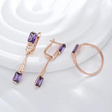 Purple Natural Zircon Square Ring 585 Rose Party Daily Jewelry