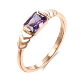Purple Natural Zircon Square Ring 585 Rose Party Daily Jewelry