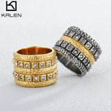 Vintage Stainless Steel Roman Double Row Ring Classic Jewelry