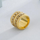 Vintage Stainless Steel Roman Double Row Ring Classic Jewelry
