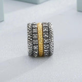Vintage Stainless Steel Roman Double Row Ring Classic Jewelry