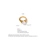 Vintage Stainless Steel Shell Pearl Ring 18K Charm Jewelry for Women