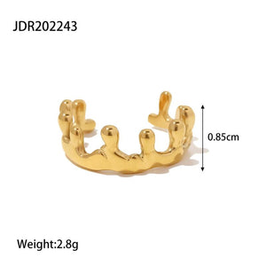 Youthway Irregular Metal Texture Open Ring Stainless Steel PVD Plated 18K Women
