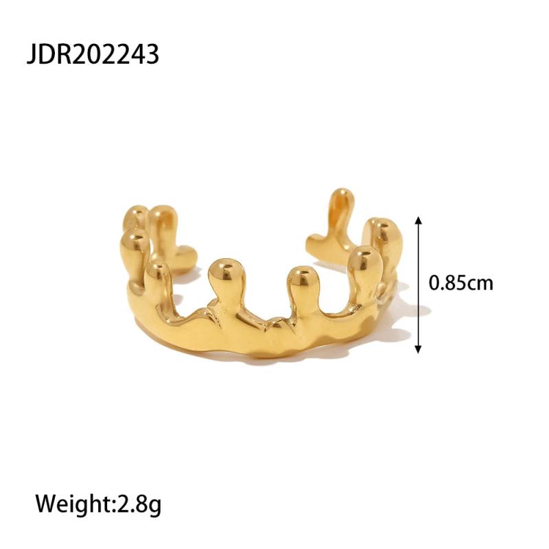 Youthway Irregular Metal Texture Open Ring Stainless Steel PVD Plated 18K Women