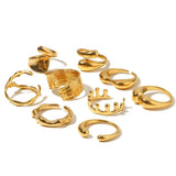Youthway Irregular Metal Texture Open Ring Stainless Steel PVD Plated 18K Women