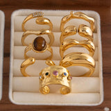 Youthway Irregular Metal Texture Open Ring Stainless Steel PVD Plated 18K Women