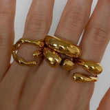 Youthway Irregular Metal Texture Open Ring Stainless Steel PVD Plated 18K Women