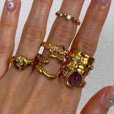 Youthway Irregular Metal Texture Open Ring Stainless Steel PVD Plated 18K Women