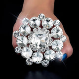 Stonefans Green Crystal Large Open Finger Ring Adjustable Wedding Jewelry