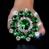 Stonefans Green Crystal Large Open Finger Ring Adjustable Wedding Jewelry