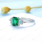Emerald Gemstone Ring for Women 925 Sterling Silver Morganite Wedding Jewelry
