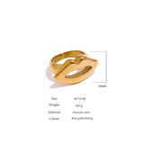 Stainless Steel Lips Ring Golden Metal Texture Rope Jewelry