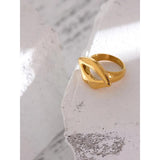 Stainless Steel Lips Ring Golden Metal Texture Rope Jewelry